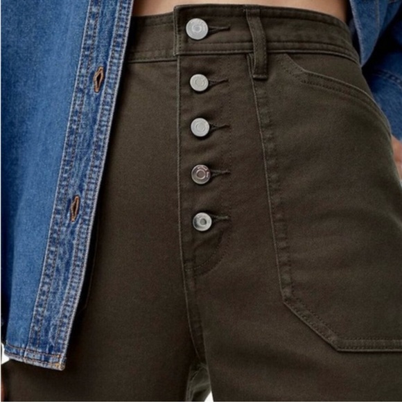 Wilfred Free Belen High Rise Pants 8 Brown Exposed Button Fly - Picture 2 of 13